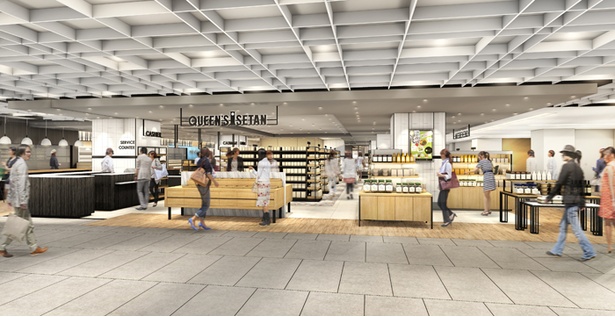「QUEEN'A ISETAN」をはじめ、生鮮品の専門店、自然食品などをそろえる「FOOD MARKET」※イメージ