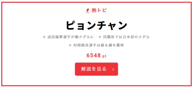 3月12日の“視聴熱”デイリーランキング・熱トピは、冬季パラリンピックが開催中の「ピョンチャン」をピックアップ。スノーボードの成田緑夢選手が銅メダルを獲得!