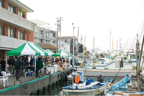 葉山町漁業協同組合の協力のもと鐙摺(あぶずり)港での開催が実現。漁船とヨットが仲良く停泊する姿が見られるのも葉山ならではの光景