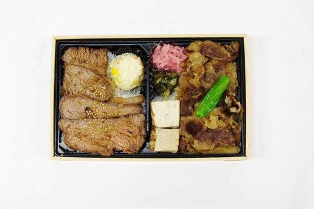 スタミナ満点、いとはんの「牛肉グリル＆すきやき重」(1620円)