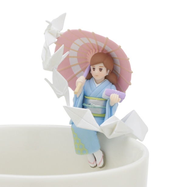 「コップのフチ子 JAPAN パステル」(各400円・全7種)。※画像は「折り鶴のフチ子」