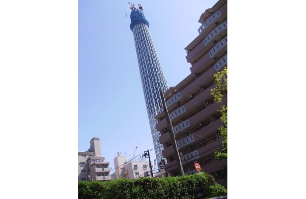 住宅街から望む偉容