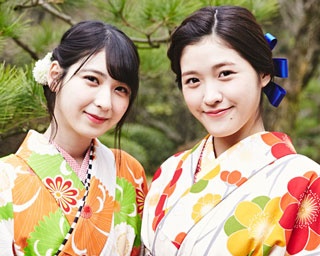【写真特集】和装美人！HKT48・今田美奈＆松岡菜摘が着物で日本庭園をお散歩！