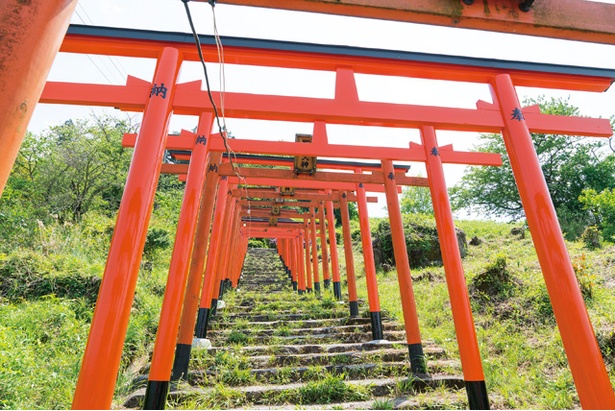 浮羽稲荷神社 / 駐車場は200段目の辺りにあり、長い石段を登らずとも絶景が満喫できる。拝殿も駐車場からすぐ