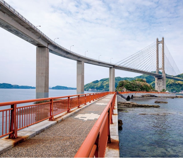 弁天遊歩橋 / 呼子大橋を眺めながら歩道をのんびり散歩
