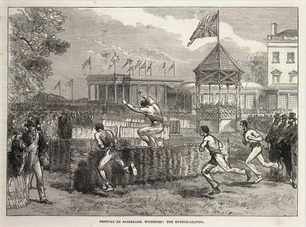 18世紀のハードル競走（FESTIVAL AT SAVERNAKE WILTSHIRE THE HURDLE-LEAPING）（個人蔵）