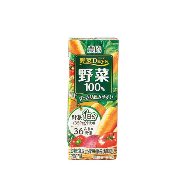 「農協 野菜Days 野菜100％」(雪印メグミルク 103円/200ml 59kcal)