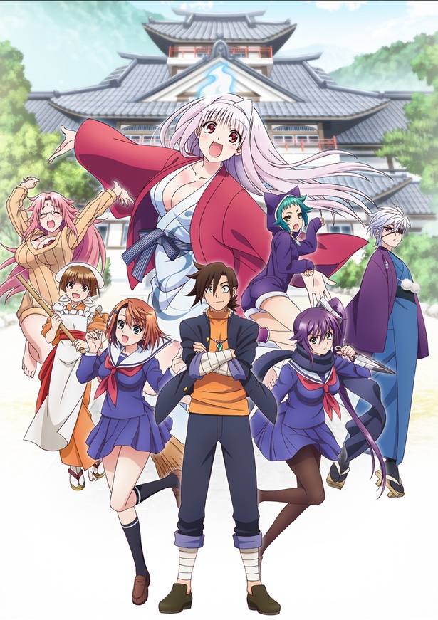 公開されたキービジュアルには、ちょっとエッチな地縛霊・幽奈さんとゆらぎ荘に住む美少女たちが勢揃い。コガラシの受難の日々が始まる