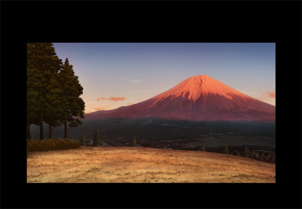 残りのメンバーも集まり、ぼちぼちと準備を始めていく。キャンプ初参加の恵那は、夕方の富士山を見て「あ、見て。赤富士！」と感動の声をもらす