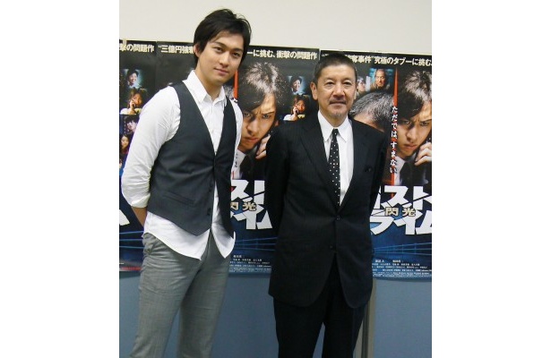 「ロストクライム」主演の渡辺大（写真左）と奥田瑛二（写真右）
