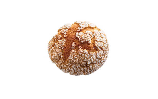 「コウブツ」の「全粒粉メロンパン」(160円)。パンはもちろんクッキー部分にも全粒粉を使用し、香ばしく仕上げた
