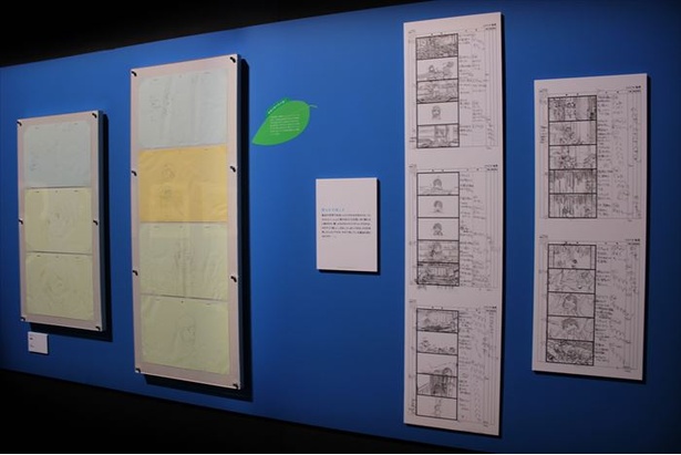 絵コンテや原画が多数展示される