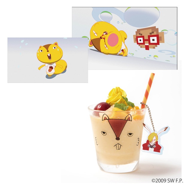 「ケンジが汗をかく!?マンゴースムージー 畑のミント、ぶどう、梨添え キング・カズマ アクリルチャーム付」(1080円)