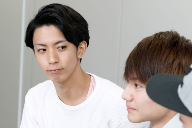 「第1回企画公演 with 人狼TLPT S『MISSION EPISODE 1 “FIRST CONTACT”』」の魅力について語る松島勇之介、馬越琢己、岡進太郎