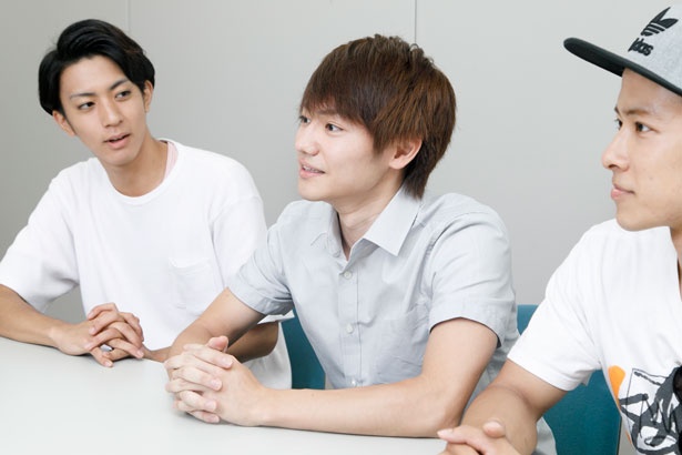 「第1回企画公演 with 人狼TLPT S『MISSION EPISODE 1 “FIRST CONTACT”』」の魅力について語る松島勇之介、馬越琢己、岡進太郎