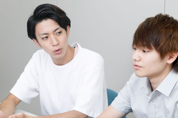 「第1回企画公演 with 人狼TLPT S『MISSION EPISODE 1 “FIRST CONTACT”』」の魅力について語る松島勇之介、馬越琢己、岡進太郎