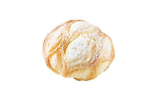 「Boulangerie Jardin」の「メロンパン」(150円)。クッキーの上にクロワッサン生地を巻くことで新食感を生む。甘さ控えめ