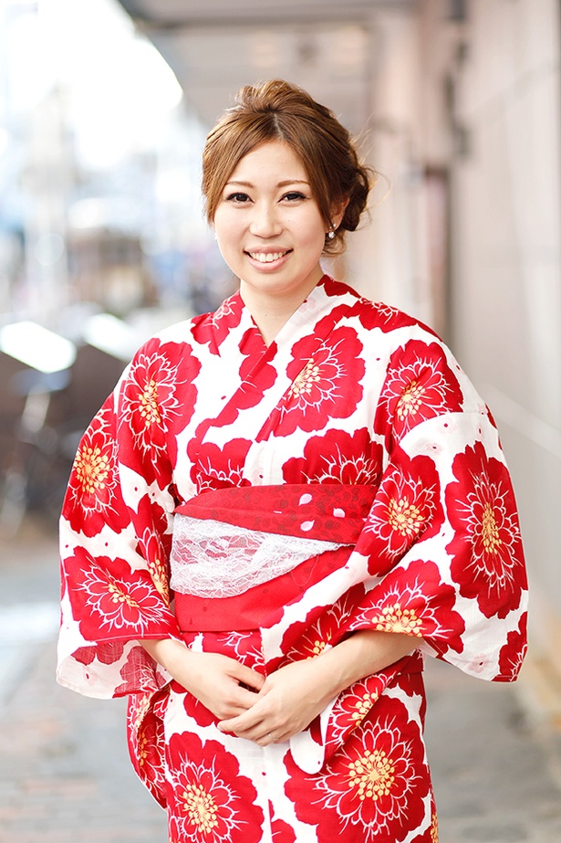 福岡の花火大会で見つけた浴衣美人