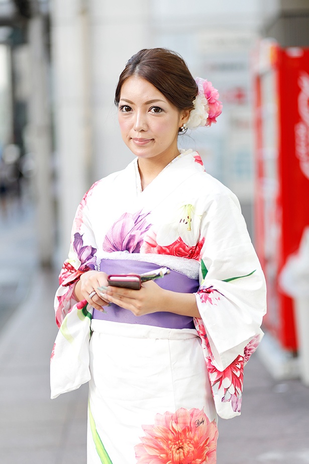 福岡の花火大会で見つけた浴衣美人