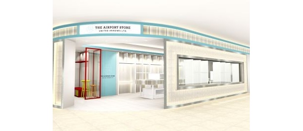「THE AIRPORT STORE UNITED ARROWS LTD. NARITA AIRPORT TERMINAL2」白を基調としたシンプルなモダンスタイルの店内