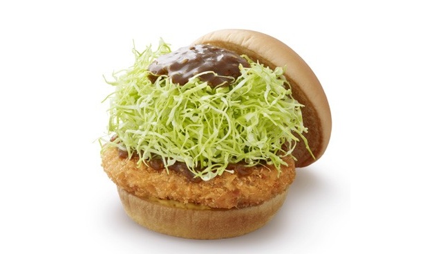 中京・北陸・関西エリアの「イベリコ豚メンチカツバーガー」(350円)は、スペイン産イベリコ豚の中でも最高峰といわれるベジョータを使用した高級品