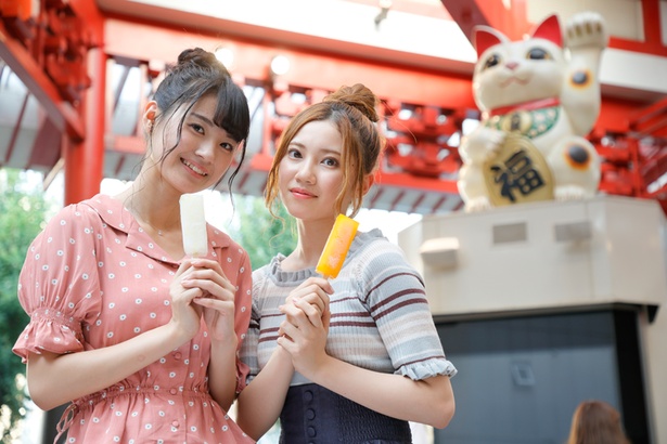 SKE48の北川綾巴と中野愛理が大須の最新アイスをレポート！