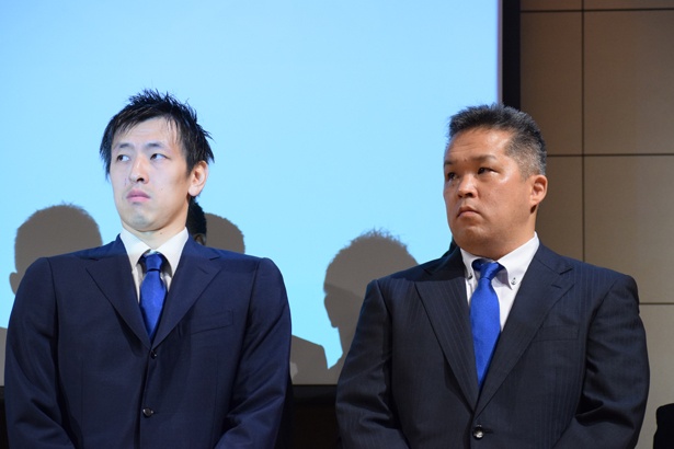 ファイティングイーグルス名古屋の伊藤選手(左)と渡邊ヘッドコーチ(右)