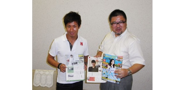 関西ウォーカー玉置泰紀編集長が小林可夢偉選手へ熱いエールを贈り、記念撮影をした！