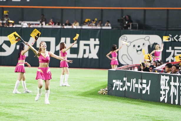 試合前のオープニングダンスをするハニーズのメンバー
