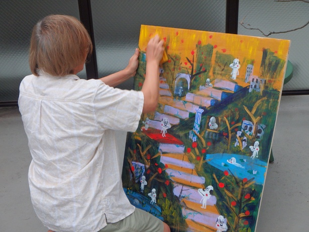 板絵の制作風景