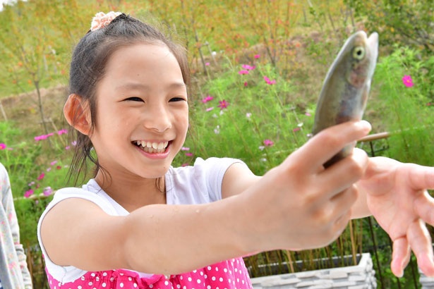 【写真を見る】「やっているうちに、うわぁ～と楽しくなった！」と、魚つかみに感動！/ネスタリゾート神戸