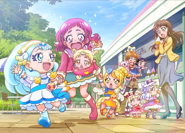 ロケ中のTVレポーター(右・声:山本美月)の前に、突然ベビープリキュアたちが!?