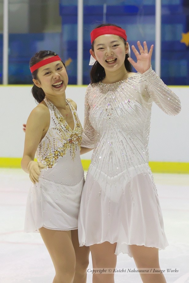 スケートクラブの発表会にゲスト参加した、竹内すいと大庭雅。試合では見られないリラックスした笑顔が素敵だ
