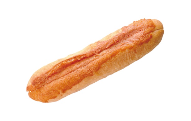 「パンの家 KIRARA」の「メンタイフランス」(195円)。人気No.1のメニューで、1日に100本以上売れる日もあるそう。食べ応えあり