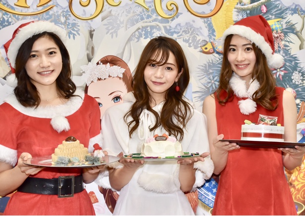 【写真を見る】2018年クリスマスケーキ試食会」に出席した大野南香さん、傳谷英里香さん、竹内彩花さん