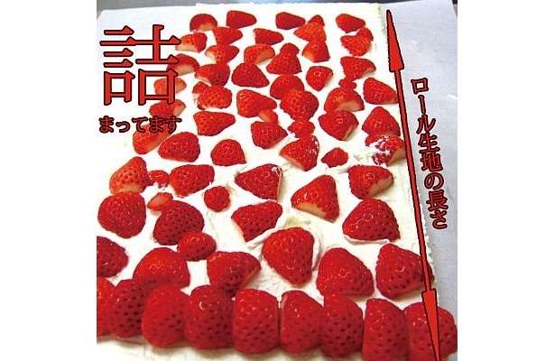 【画像】こちらはロール前の状態！ 貴重な夏イチゴがこんなにたっぷり！