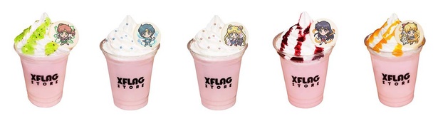 選べる！セーラー5戦士のいちごバニラフラッペ(各750円、税別)
