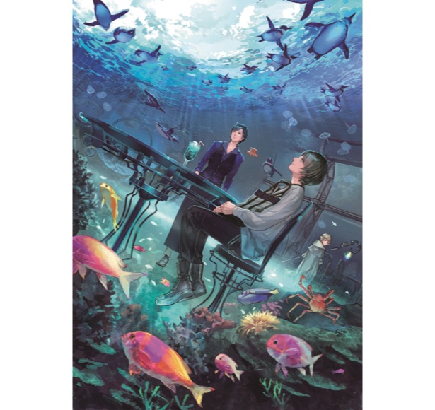 小説「深海カフェ　海底二万哩」とコラボした展示も行われる