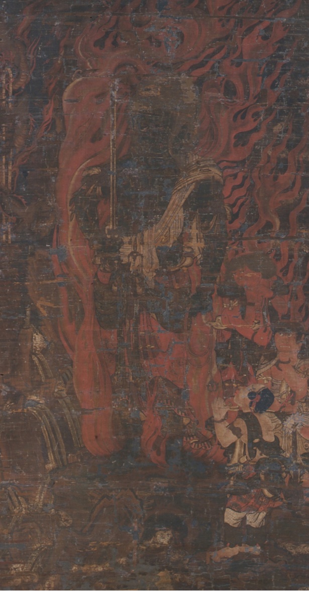 【写真を見る】展示作品のひとつ「不動明王三童子像 重要文化財」(萬徳寺蔵)