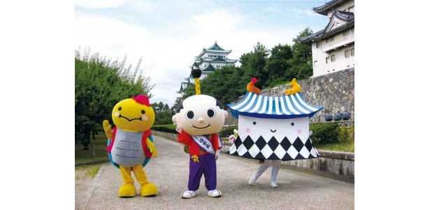 名古屋市のだなも（左）、はち丸（中央）、エビザベス（右）は2日間通して登場