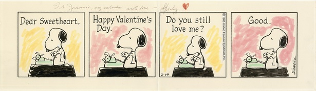 第5章「愛しのピーナッツ。」シュルツ氏夫人がバレンタインデーにプレゼントされた秘蔵の色付き原画