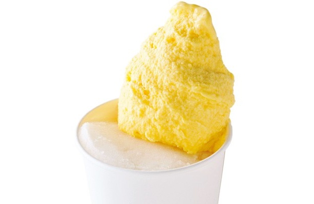 「横濱アイス工房 戸塚本店」（神奈川県横浜市）の「浜なし＋カボチャ ダブル」（350円）