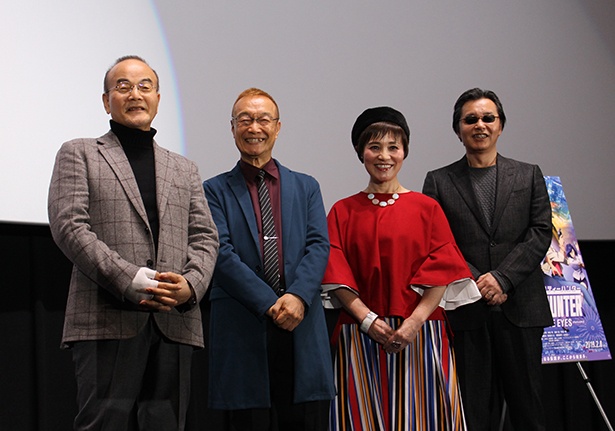 左から、こだま兼嗣総監督、神谷明、伊倉一恵、北条司
