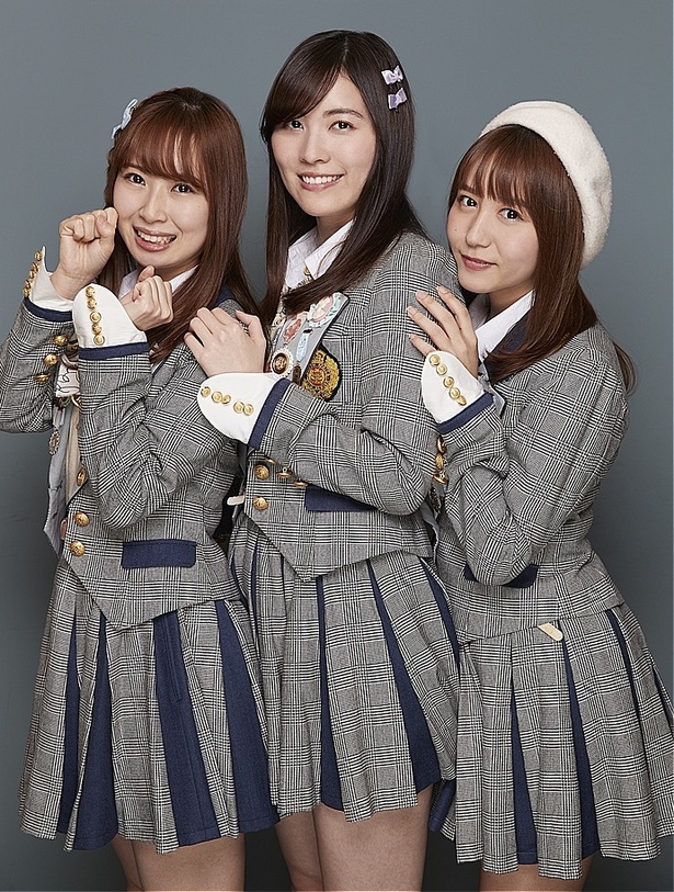SKE48の高柳明音(左)、松井珠理奈(中)、大場美奈(右)