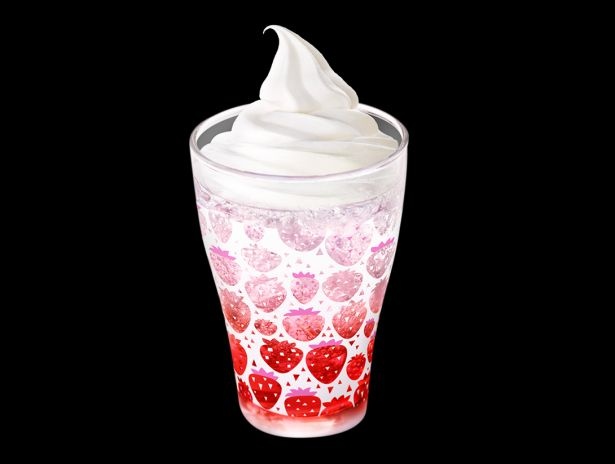 ソフトクリームをトッピング！「マックフロート とちおとめ(果汁1％)」(310円)