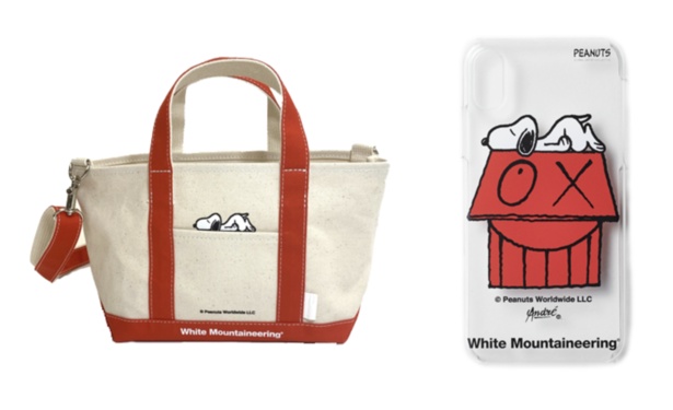 「White Mountaineering」とグラフィックアーティストMr.A氏とのコラボでは、「トートバッグ」(写真左1万7200円)、「iPhoneX用ケース」(同右5940円)が登場