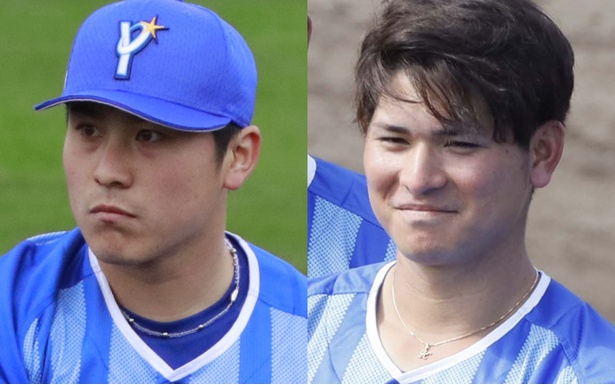 佐野恵太選手が”イケメン5兄弟”の次男だと言う神里和毅選手(右)。佐野選手は自身を三男と称している
