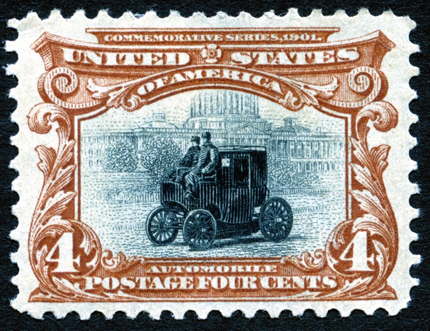 【写真を見る】超貴重！1901年にアメリカで発売された世界初の自動車切手