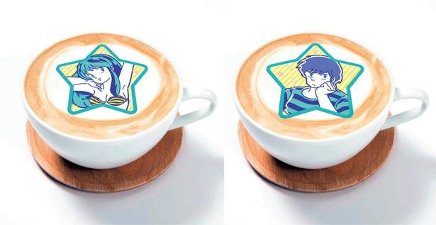 うる星やつらの絵が描かれた「うる星やつらラテ(HOT)」(790円)。絵柄はランダム/うる星やつらcafe 