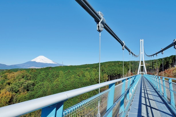 全長400mのつり橋から望む大パノラマビューに興奮！ /「三島スカイウォーク」